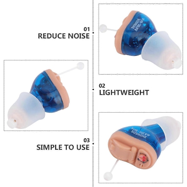 Osynlig Justerbar Hörapparat Ljud Röstförstärkare Mini In-Ear Vänster Öra (Blå)
