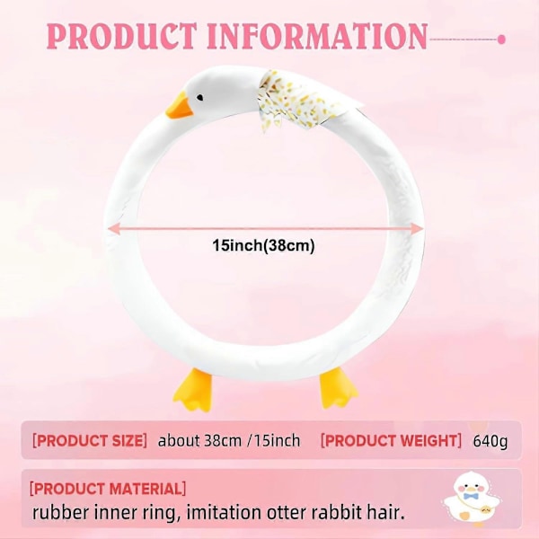 Söt ratt fluffig anka bilratt lock Girlly Biltillbehör, B
