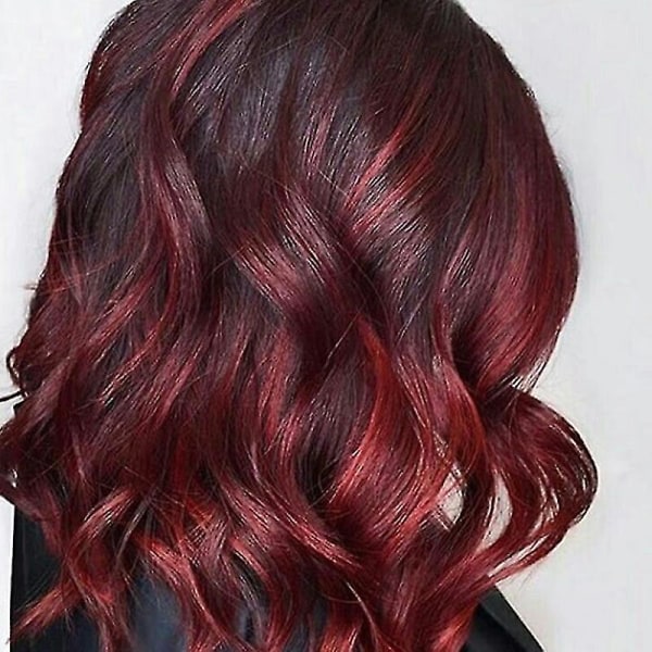 Peruk Dam Gradient Röd Svart Lång Lockig Peruk Syntetiskt vågigt hår