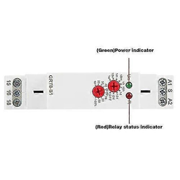 Tidsfördröjningsrelä - Grt8-b1 Ac/dc12-240v Multifunktion, mini-m1 Din-skenmontering 10 Funktioner LED-indikatorer