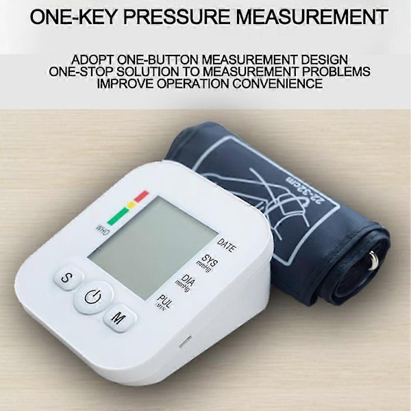 1 st Digital Blodtrycksmätare Helautomatisk Blodtrycksmätare för Handleden Med Armband Automatisk Elektronisk Blodtrycksmätare för Handleden Pe