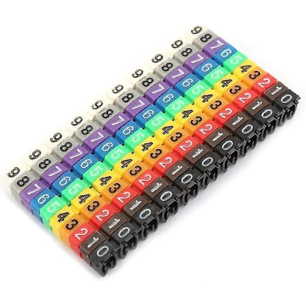 Kabelmärkning, 0~9 Nummerkodad Digital Klämma, c-typ Plast Färgstark Kabelmarkör, anti-lös (2,5mm 100st)