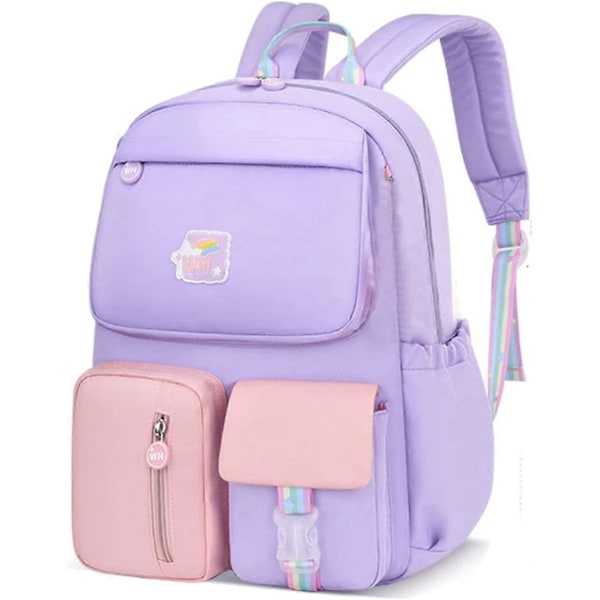 Skolväska Ryggsäck för Flickor Pojkar Stor Kapacitet Grundskola Mellanstadium Högstadie Ryggsäck Barn Casual Daypack för Tonårsflickor Pojkar (Blå) Purple