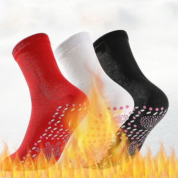 Värme Thermal Socks Winter Magnetic Therapy Varma långa strumpor Vit 2 par