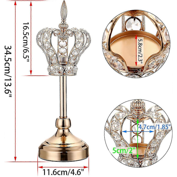 2 st Metall Ljusstake Ljushållare Krans Ljushållare Dekoration För Hem, Bröllop (gyllene)