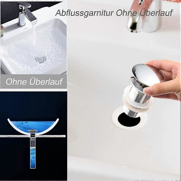 Automatisk Pop Up-bottenventil Utan Överlopp Krom Koppar Handfat Tryck Öppen Avloppsventil, g1 1/4 (krom Utan Överlopp)