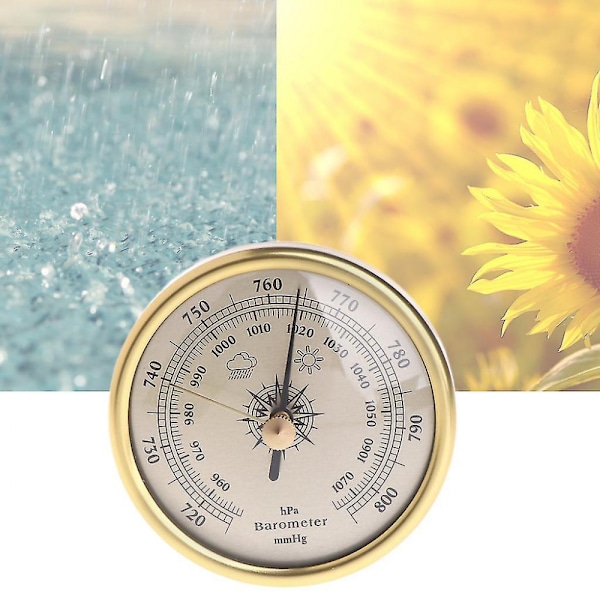 72mm Väggmonterad Barometer 1070hpa Guld Färg Rund Urtavla Luft Väderstation