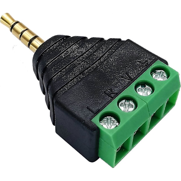 4-polig 3,5 mm Skruvterminal 3,5 mm (1/8) Stereo Trrs Audio Hane Till Av 4-Pin Hona Skruvterminal Dubbelspår Hörlursbalun Lödfri Konverteringsadapter