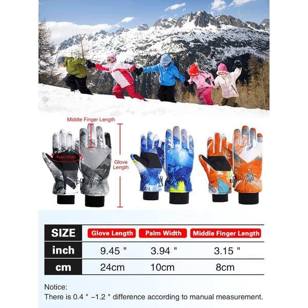 Vattentäta handskar för barn Snöhandskar Varma vinterhandskar Ski Gl