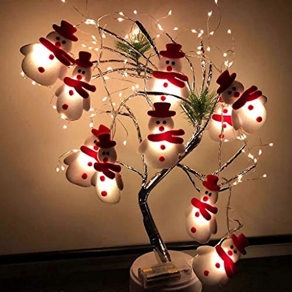 Rpporm LED Träd Jul Snögubbe Julfest Dekoration Ljusslingor Jul LED-ljus Lampor med Transparent Tråd (flerfärgad One Size) O-3m 20lights