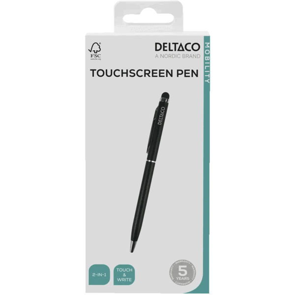 2-i-1 stylus med bläck Deltaco – svart