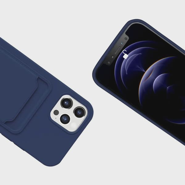 Mobilskal Silikon med Korthållare för iPhone 12/12 Pro - Blå