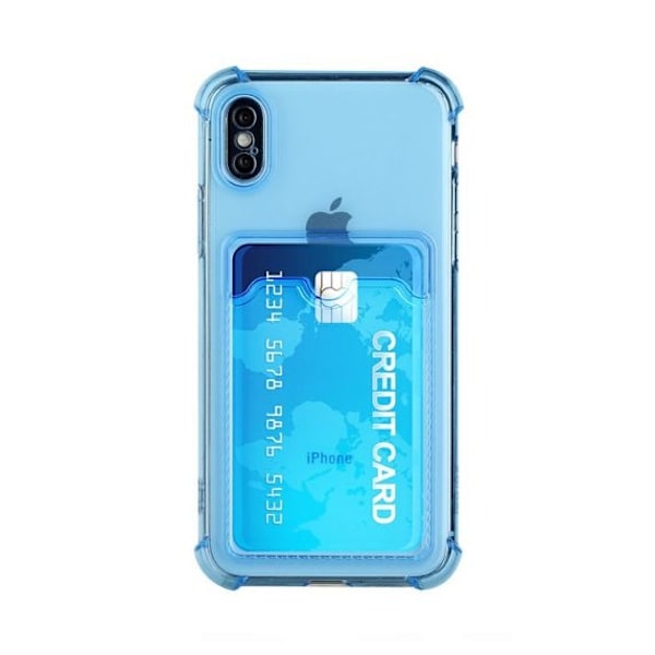 iPhone XR TPU Shockproof Protective Wallet Case Blue