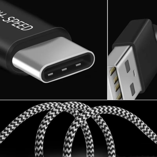 SiGN Skin USB-C Kabel 2.1A, 3m - Svart/Vit