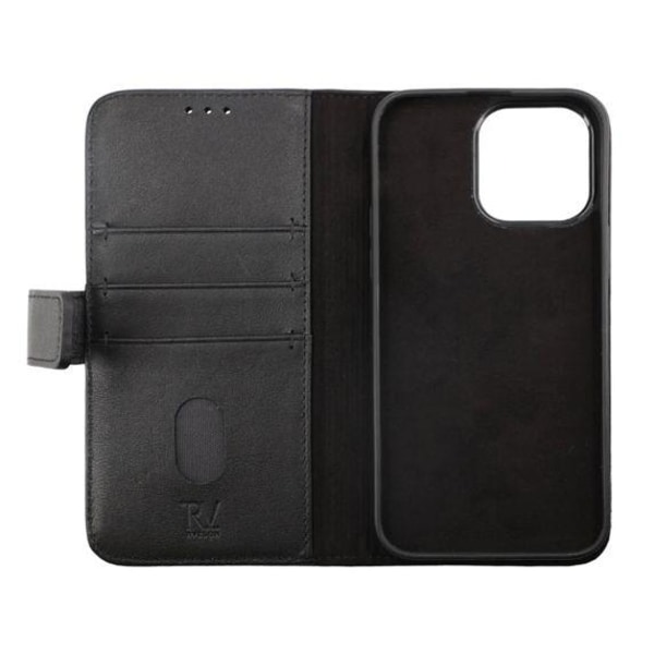 iPhone 15 Plus Plånboksfodral Läder Rvelon - Svart