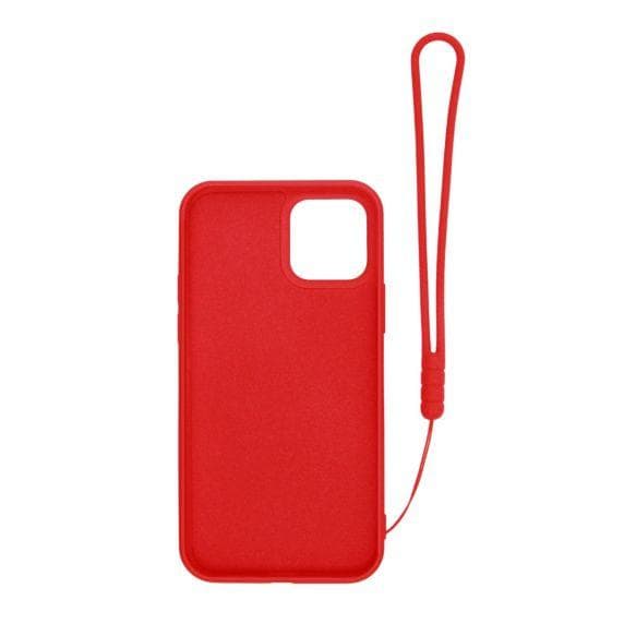 iPhone 12 Mini Soft Liquid Silicone Case Red with Magnetic Ring Holder Stand and Slim Hands Strap High Quality