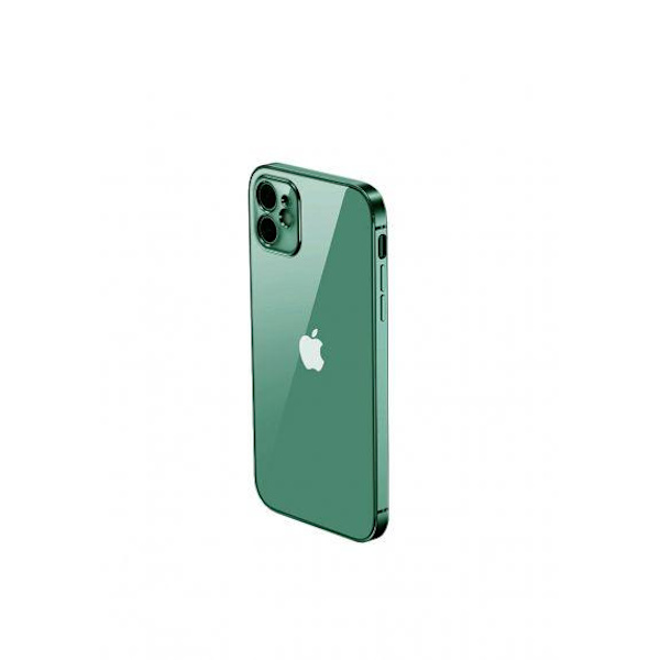 Apple iPhone 12 Mini Luxury Classic Square Frame Protection Case Dark Green With Soft Thin Transparent Camera Protector High Quality