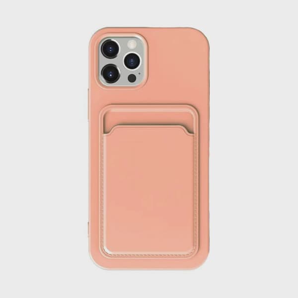 Mobilskal Silikon med Korthållare för iPhone 14 Pro - Rosa