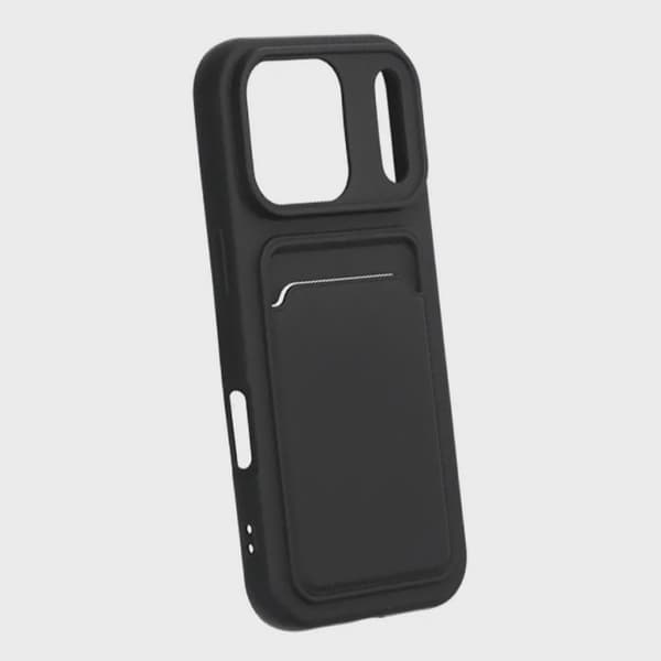 Mobilskal Silikon med Korthållare för iPhone 17 Pro - Svart