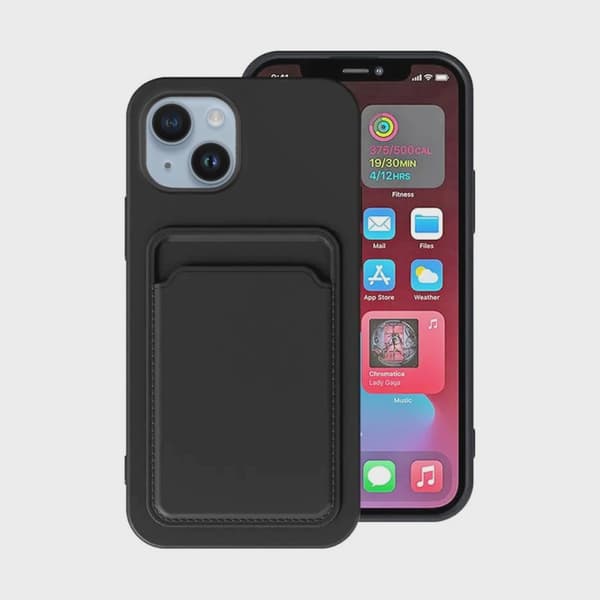 Mobilskal Silikon med Korthållare för iPhone 14 - Svart