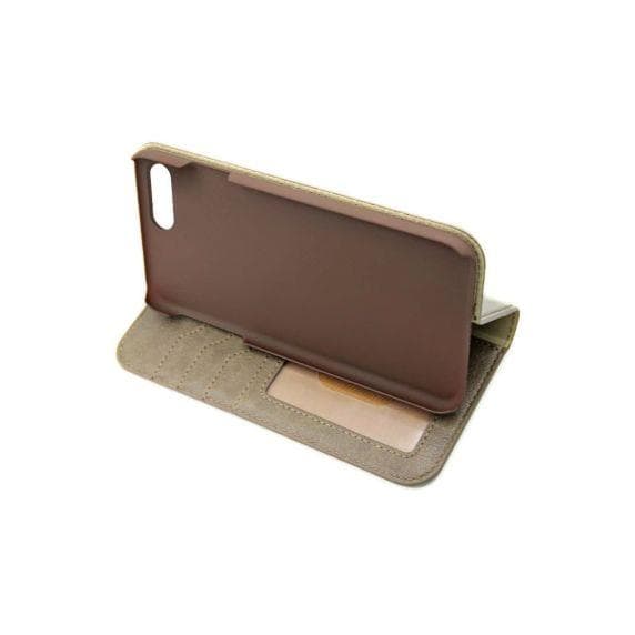 Flip Stand Leather Wallet Card holder Case Grey Brown For iPhone 7/8 Plus