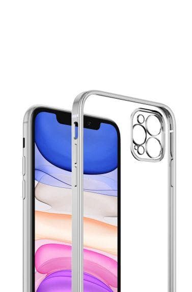 Apple iPhone 12 Pro Luxury Classic Square Frame Protection Case Sliver With Soft Thin Transparent Camera Protector High Quality