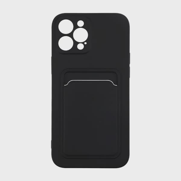 Mobilskal Silikon med Korthållare för iPhone 12 Pro Max - Svart