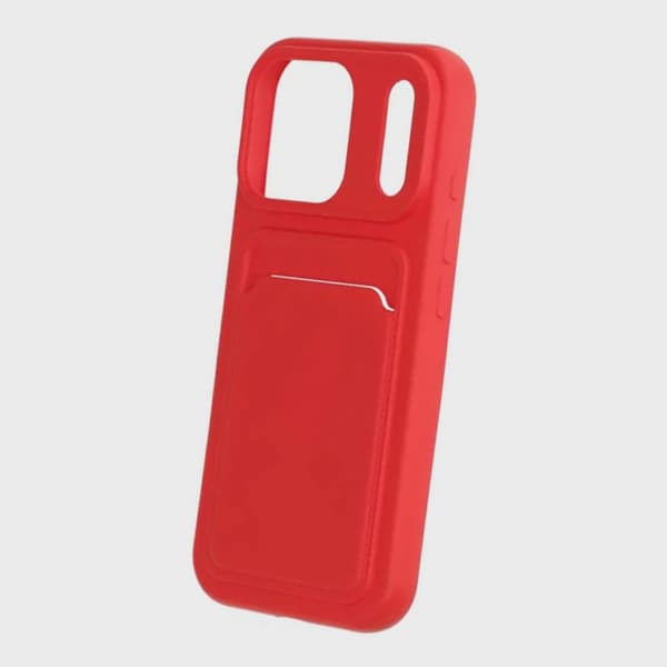 Mobilskal Silikon med Korthållare för iPhone 17 Pro - Röd