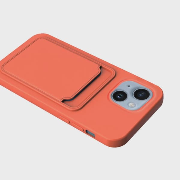 Mobilskal Silikon med Korthållare för iPhone 14 Plus - Orange