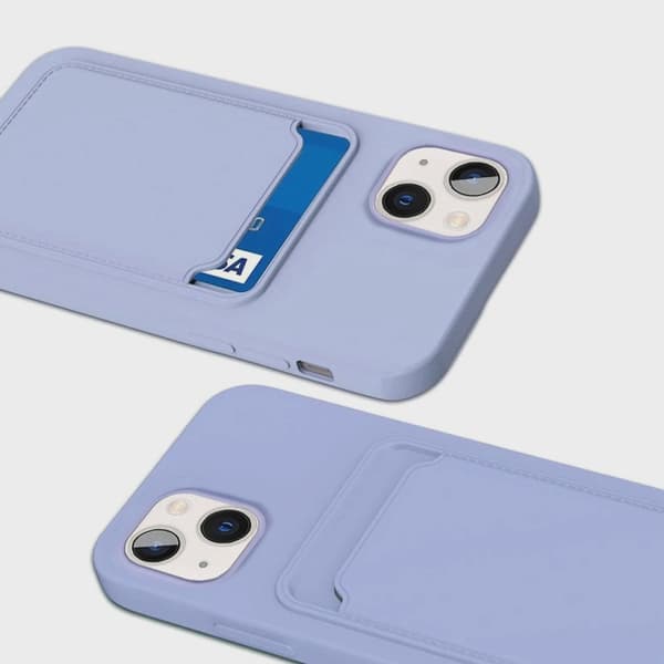 Mobilskal Silikon med Korthållare för iPhone 14 Plus - Lila