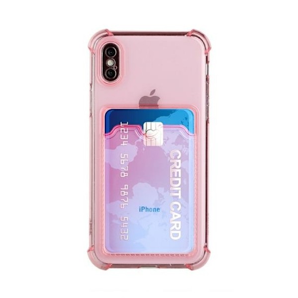 iPhone XR TPU Shockproof Protective Wallet Case Pink