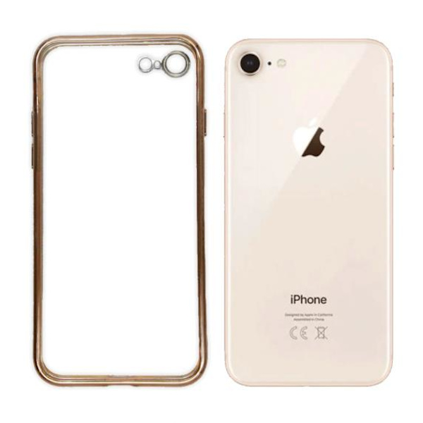 Apple iPhone 7/8 Luxury Classic Square Frame Protection Case Gold With Soft Thin Transparent Camera Protector High Quality