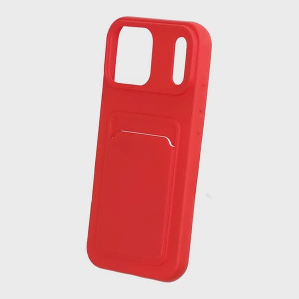 Mobilskal Silikon med Korthållare för iPhone 17 Pro Max - Röd