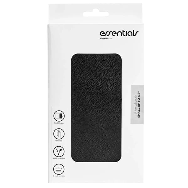Universal 5.8" PU wallet, 3 cards, Black