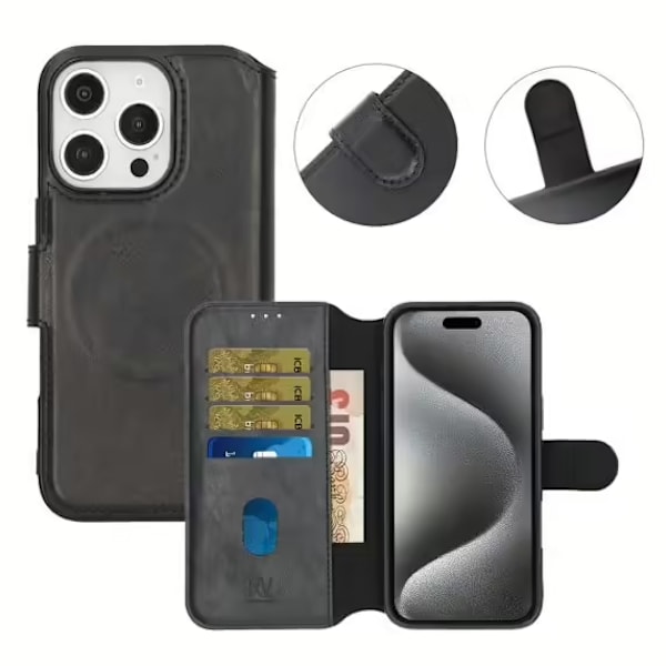 iPhone 16 Pro Max Plånboksfodral Rvelon - Svart