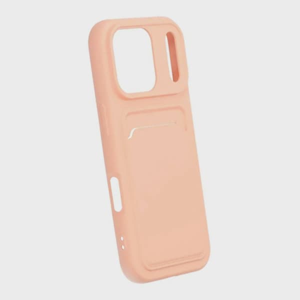 Mobilskal Silikon med Korthållare för iPhone 17 Pro - Rosa