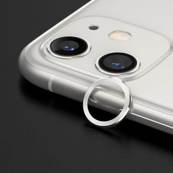 iPhone 12 Lins/Kameraskydd Med Metallram - Vit (2-pack)