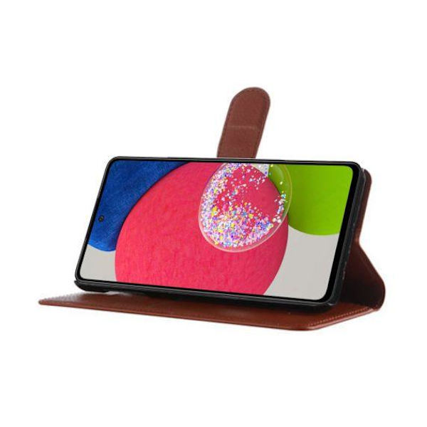 Flip Stand Leather Wallet Case For Samsung Galaxy A52s Brown