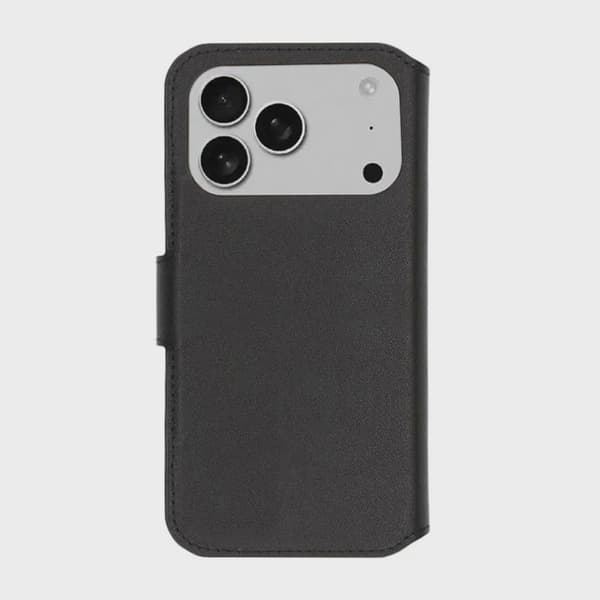 Rvelon Plånboksfodral Äkta Läder för iPhone 17 Pro Max - Svart