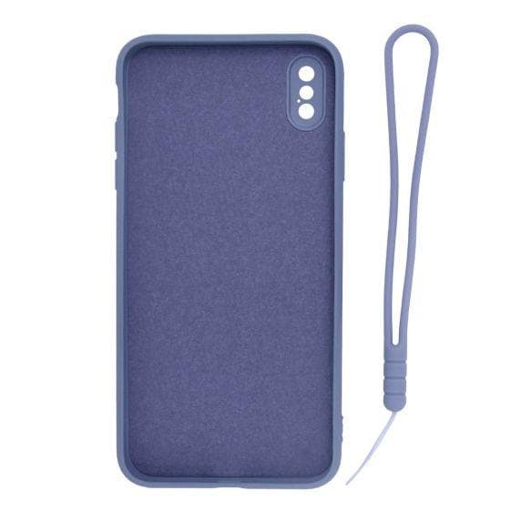 iPhone XS Max Soft Liquid Silicone Case With Magnetic Ring Holder Stand and Slim Hands Strap Best Quality Grey