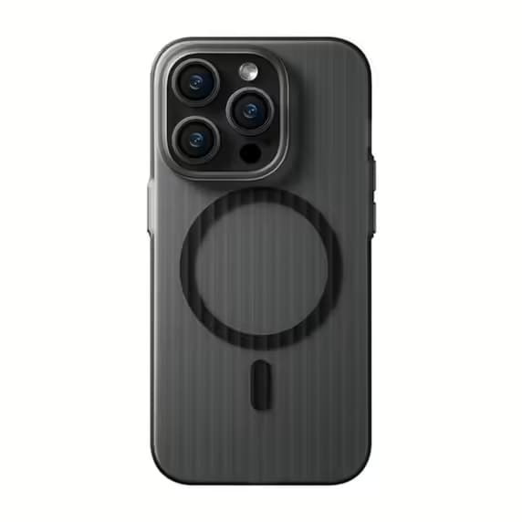 iPhone 15 Pro Max Mobilskal Korrugerad Anti-Halk - Svart