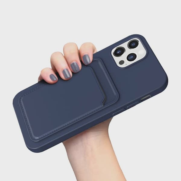 Mobilskal Silikon med Korthållare för iPhone 12/12 Pro - Blå