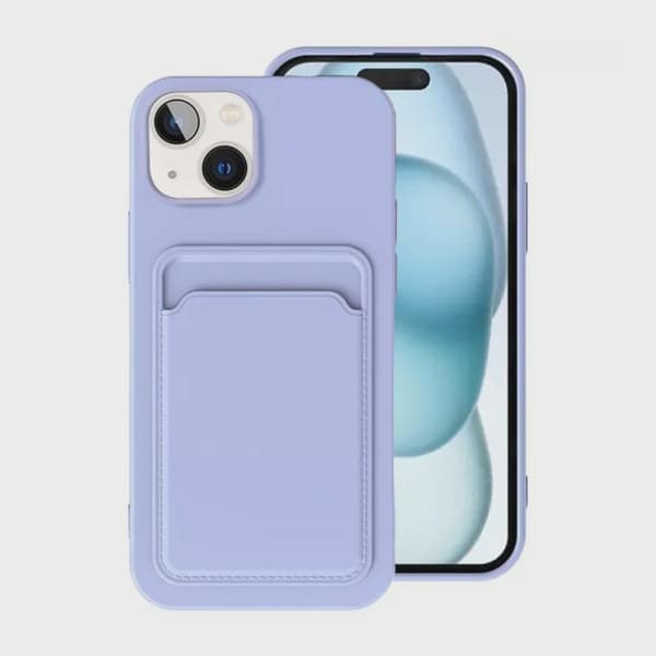 Mobilskal Silikon med Korthållare för iPhone 15 Plus - Lila