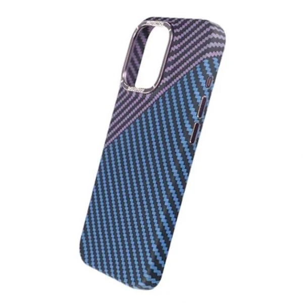 iPhone 15 Pro Mobilskal i Kolfiber - Lila/Blå