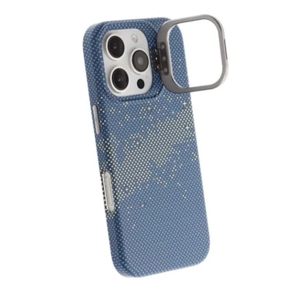 iPhone 16 Pro Skal med Magsafe och Utfällbart Stativ - Blå/Guld