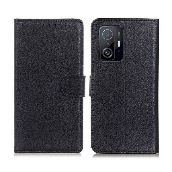 Flip Stand Leather Wallet Case For Xiaomi 11T/Xiaomi 11T Pro Bla