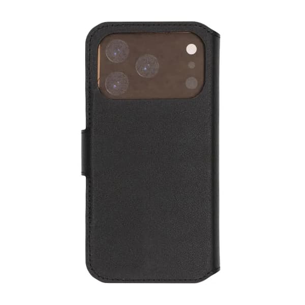 Rvelon Plånboksfodral Äkta Läder för iPhone 17 Pro - Svart