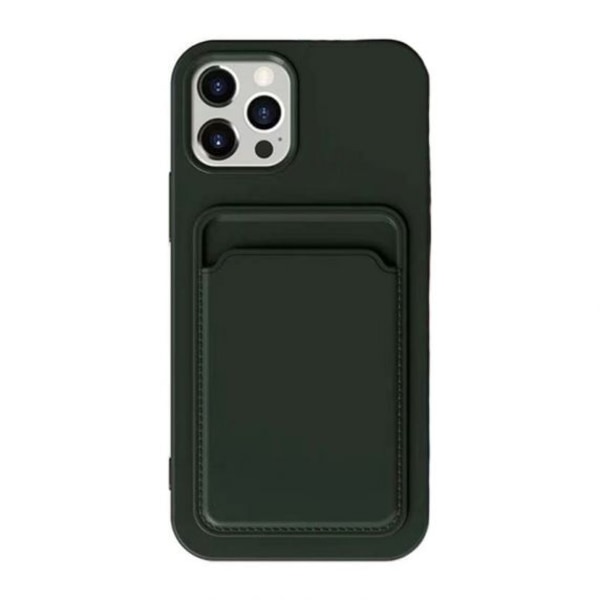 iPhone 15 Pro Max Mobilskal Silikon med Korthållare - Grön