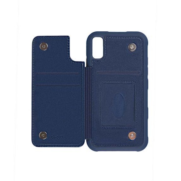 iPhone XR PU Leather Back Flip Wallet Case Blue