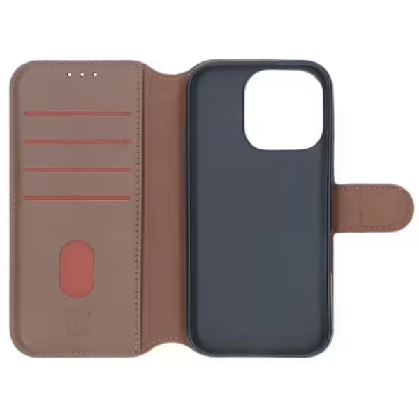 iPhone 16 Pro Plånboksfodral Äkta Läder Rvelon - Brun
